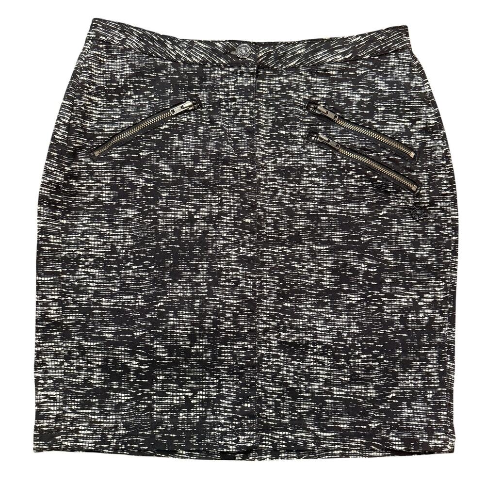 Maison Scotch & Soda black white abstract pencil skirt, exposed zipper pocket 3